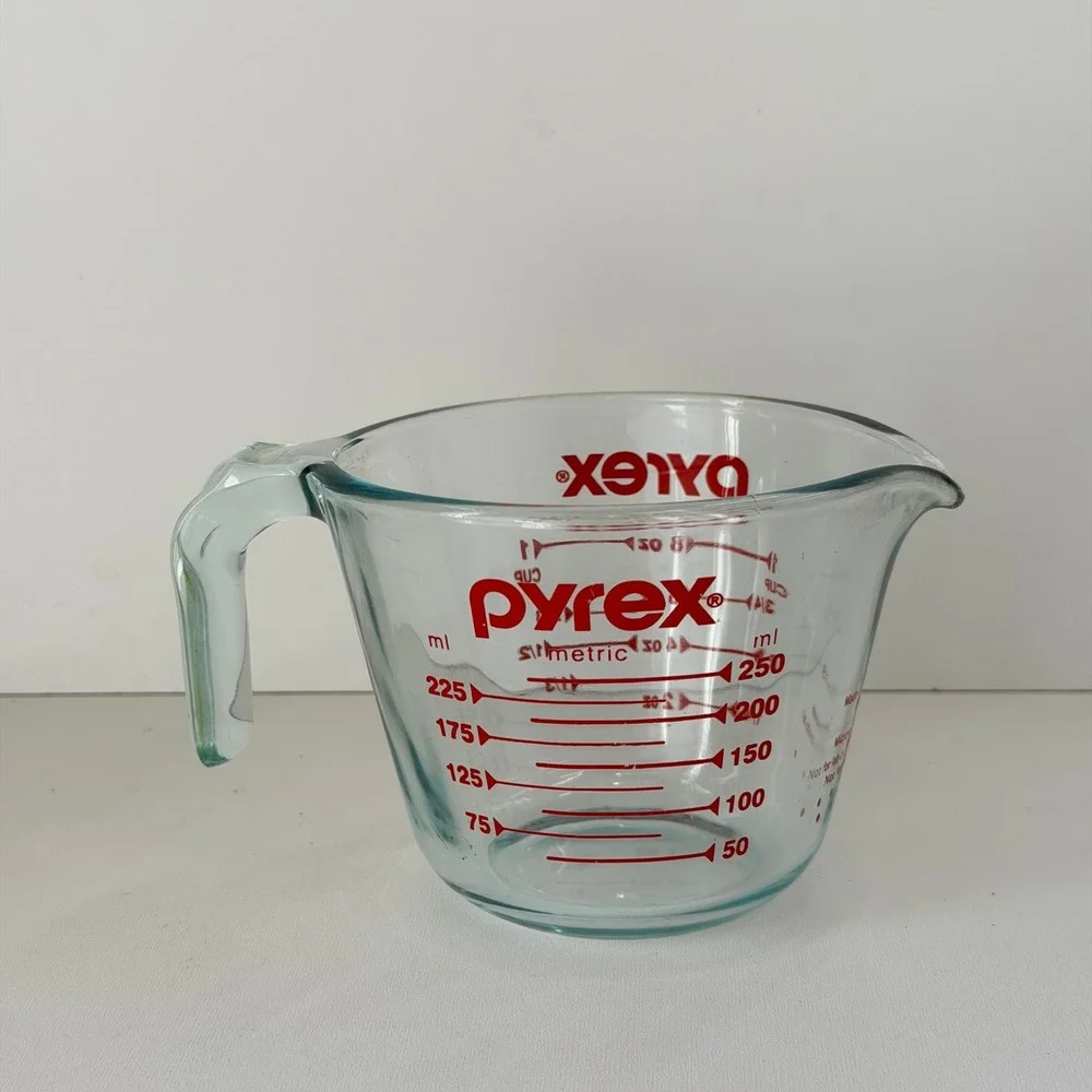 Vintage Pyrex 1 Cup Measuring‎ Cup 8oz Clear Glass Kitchenware Made in USA 250ml